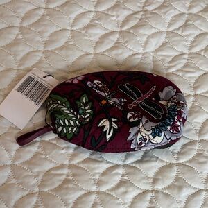 Vera Bradley Burgundy Floral Bordeaux Blooms Dragonfly Clamshell Cosmetic Case